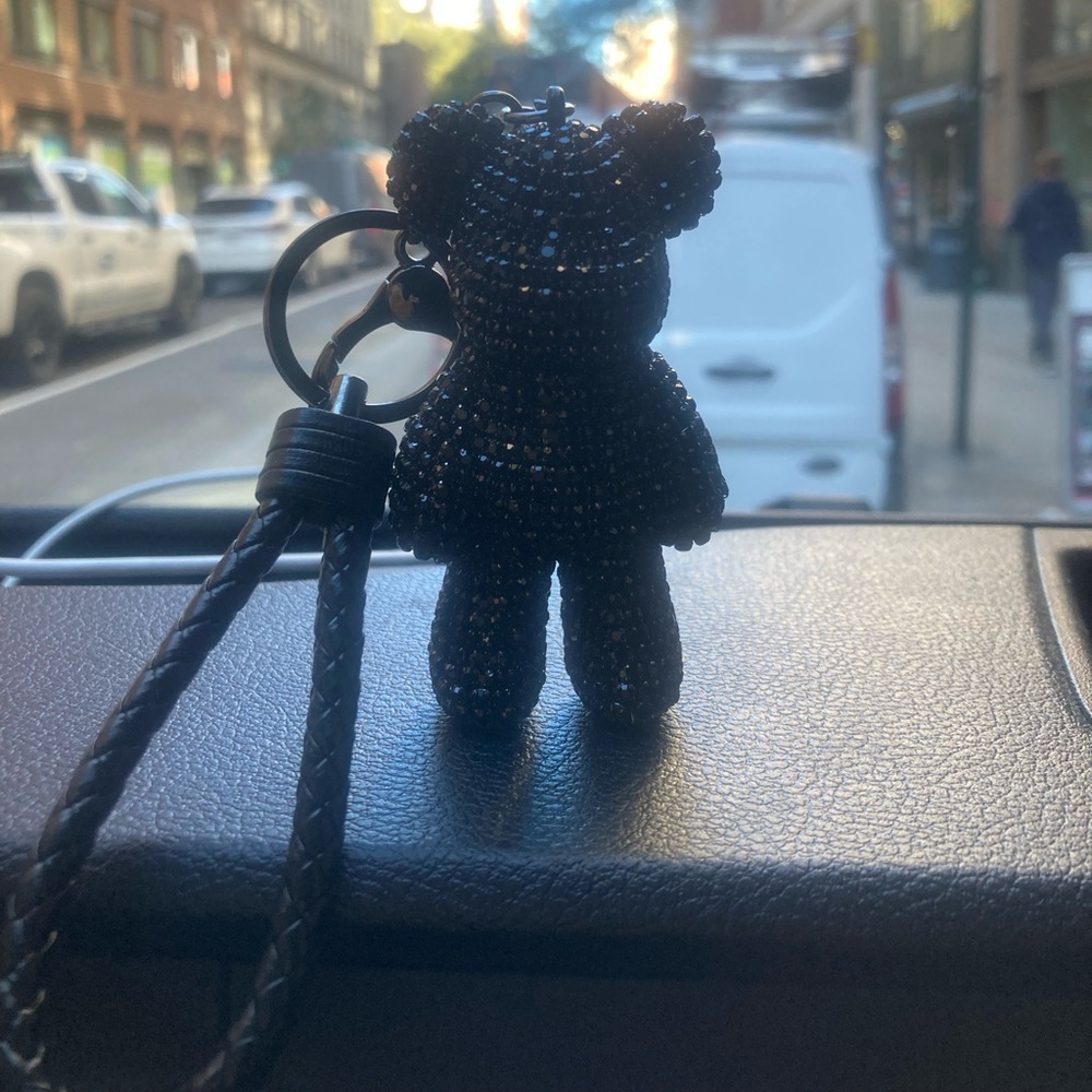 Black Gem Stone BEARBRICK 100% Handbag Charm Key Ring 3” BE@rbrick New
